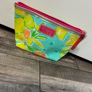 Lilly Pulitzer for Estee Lauder Pink Green Lemons 10x5 inch Cosmetic Mak…